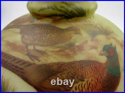 Vintage Student Lamp Shade Exquisite Hand Painted Signed Pheasant Motif for 10