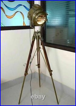 Vintage Theater Stage Nautical Spotlight Industrial Nautical Large With Tripod