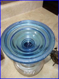 Vintage USA BLUE Glass OIL LAMP Complete, with Globe Gorgeous