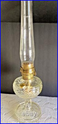 Vintage Washington Drape Clear Crystal Aladdin B53 GLOWS Font Burner & Chimney