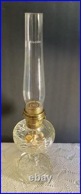 Vintage Washington Drape Clear Crystal Aladdin B53 GLOWS Font Burner & Chimney