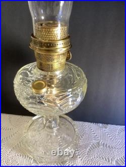 Vintage Washington Drape Clear Crystal Aladdin B53 GLOWS Font Burner & Chimney