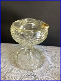 Vintage Washington Drape Clear Crystal Aladdin B53 GLOWS Font Burner & Chimney