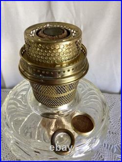 Vintage Washington Drape Clear Crystal Aladdin B53 GLOWS Font Burner & Chimney