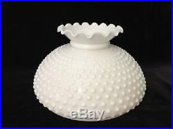 Vintage White Milk Glass Hobnail Kerosene GWTW Aladdin Lamp Ruffled Shade