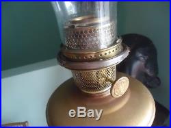Vintage antique aladdin oil kerosene lamp gold on stand original shade model 12