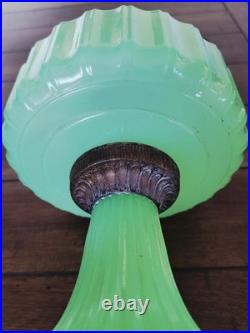 Vintage c. 1935 Aladdin Model B-111 Jadeite Apple Green Corinthian Oil Lamp