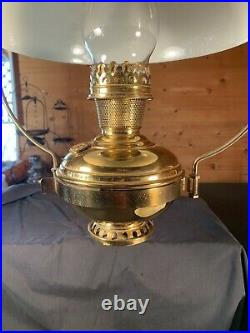 Vintage hanging oil kerosene lamp Aladdin polished Brass model 6 c1914