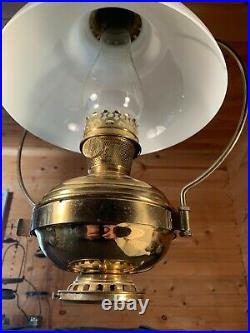 Vintage hanging oil kerosene lamp Aladdin polished Brass model 6 c1914