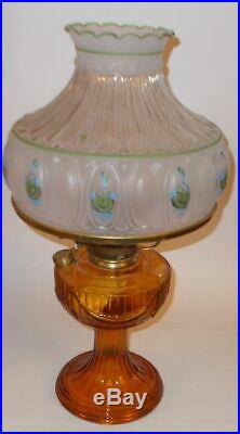 Vintage kerosene Oil Aladdin Table Lamp with Shade Amber Lincoln Drape