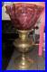 Vntage Aladdin Brass Lamp Converted Electric Cranberry Glass Shade 16 Beautiful