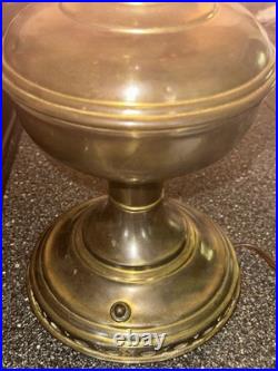 Vntage Aladdin Brass Lamp Converted Electric Cranberry Glass Shade 16 Beautiful