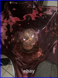 Vntage Aladdin Brass Lamp Converted Electric Cranberry Glass Shade 16 Beautiful