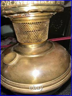 Vntage Aladdin Brass Lamp Converted Electric Cranberry Glass Shade 16 Beautiful