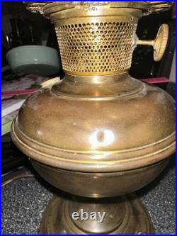 Vntage Aladdin Brass Lamp Converted Electric Cranberry Glass Shade 16 Beautiful