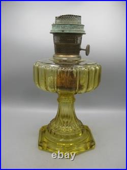 Vtg 1930's Aladdin Amber Glass Cathedral Oil Lamp withModel B Burner