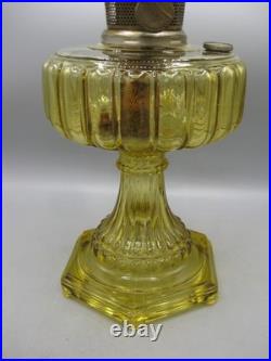 Vtg 1930's Aladdin Amber Glass Cathedral Oil Lamp withModel B Burner