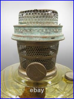 Vtg 1930's Aladdin Amber Glass Cathedral Oil Lamp withModel B Burner