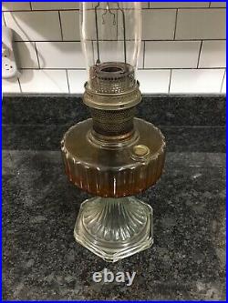 Vtg 1935 / 36 Aladdin Corinthian Clear Oil Kerosene Lamp &Chimney