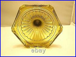 Vtg 1935 / 36 Aladdin Corinthian Clear & Yellow Amber Oil Kerosene Lamp &Chimney