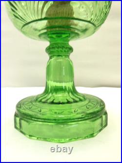 Vtg 1939 Aladdin Green Uranium Glass Bell Stem Washington Drape Oil Lamp B Burnr