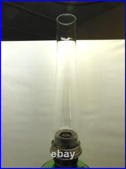 Vtg 1939 Aladdin Green Uranium Glass Bell Stem Washington Drape Oil Lamp B Burnr