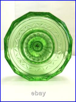 Vtg 1939 Aladdin Green Uranium Glass Bell Stem Washington Drape Oil Lamp B Burnr