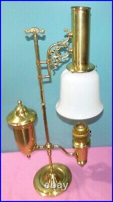 Vtg 1983 Aladdin Brass 75th Anniversary Student Lamp Milk Glass Shade Electric