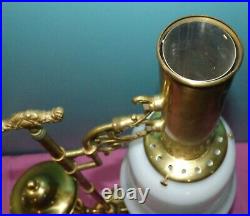 Vtg 1983 Aladdin Brass 75th Anniversary Student Lamp Milk Glass Shade Electric