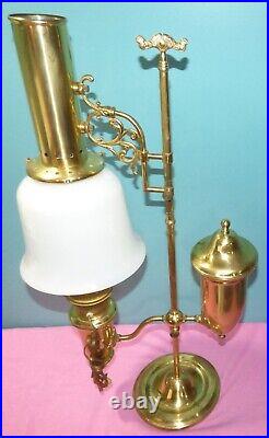 Vtg 1983 Aladdin Brass 75th Anniversary Student Lamp Milk Glass Shade Electric