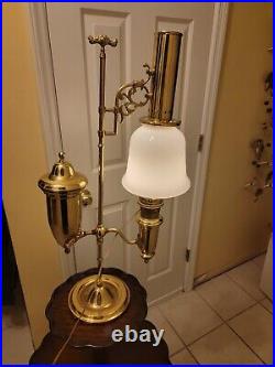 Vtg 1983 Aladdin Brass Student Lamp Milk Glass Shade Electric 75th Anniversary