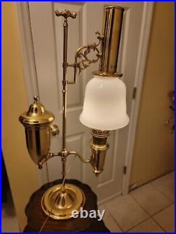 Vtg 1983 Aladdin Brass Student Lamp Milk Glass Shade Electric 75th Anniversary