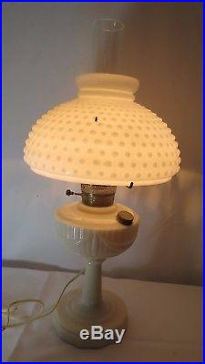 Vtg 40's Alacite Lincoln Drape Aladdin Electric Kerosene style Lamp Hob Nail sha