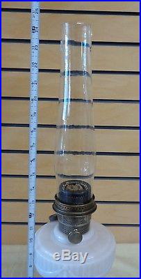 Vtg ALADDIN Alacite Pink LINCOLN DRAPE Model B KEROSENE LAMP With Glass (TH1072)