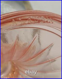 Vtg ALADDIN LAMP Clear Crystal over Rose Pink LINCOLN DRAPE Painted SHADE NIB