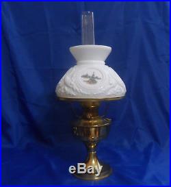 Vtg ALADDIN Model #23 Brass Column Table Oil Lamp With Chimney & Shade