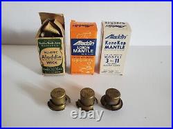 Vtg ALADDIN Wicks, Wick Cleaners, Nu-Type S-15 Lox on Kone Kap some NOS in Boxes