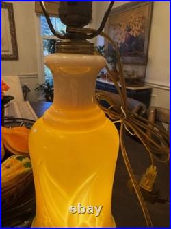 Vtg Aladdin Alacite Chartreuse & Cream Lily of the Valley Table Lamp REWIRED