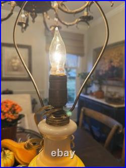 Vtg Aladdin Alacite Chartreuse & Cream Lily of the Valley Table Lamp REWIRED