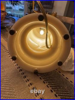 Vtg Aladdin Alacite Chartreuse & Cream Lily of the Valley Table Lamp REWIRED