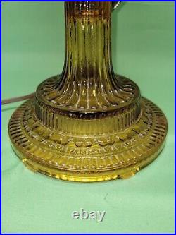 Vtg Aladdin Amber Colonial Hobnail Elect Oil Lamp Honeysuckle Coin Dot Shade