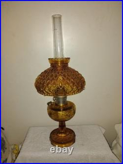 Vtg Aladdin Amber Oil Lamp Washington Drape Quilted Shade 1941 All Orig FINEST