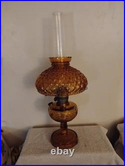 Vtg Aladdin Amber Oil Lamp Washington Drape Quilted Shade 1941 All Orig FINEST