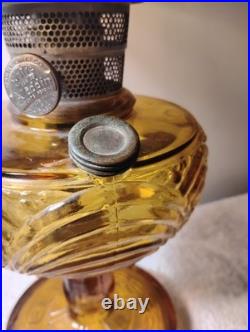 Vtg Aladdin Amber Oil Lamp Washington Drape Quilted Shade 1941 All Orig FINEST