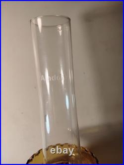 Vtg Aladdin Amber Oil Lamp Washington Drape Quilted Shade 1941 All Orig FINEST