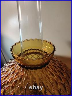 Vtg Aladdin Amber Oil Lamp Washington Drape Quilted Shade 1941 All Orig FINEST