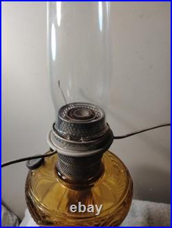 Vtg Aladdin Amber Oil Lamp Washington Drape Quilted Shade 1941 All Orig FINEST