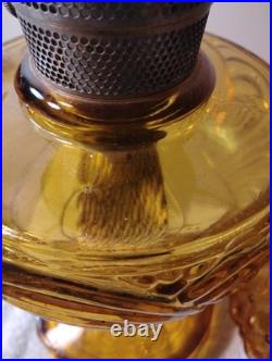 Vtg Aladdin Amber Oil Lamp Washington Drape Quilted Shade 1941 All Orig FINEST