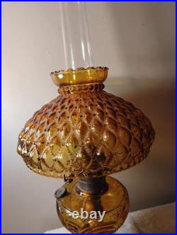 Vtg Aladdin Amber Oil Lamp Washington Drape Quilted Shade 1941 All Orig FINEST