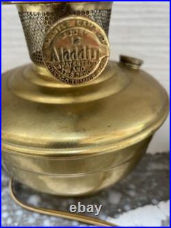 Vtg Aladdin Brass Kerosene Lamp Electrified with Clear Glass Chimney